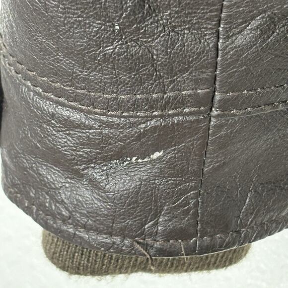 Vintage 90s St. John’s Bay Leather Jacket Bomber Flight Brown Grunge Mens M - Picture 5 of 5